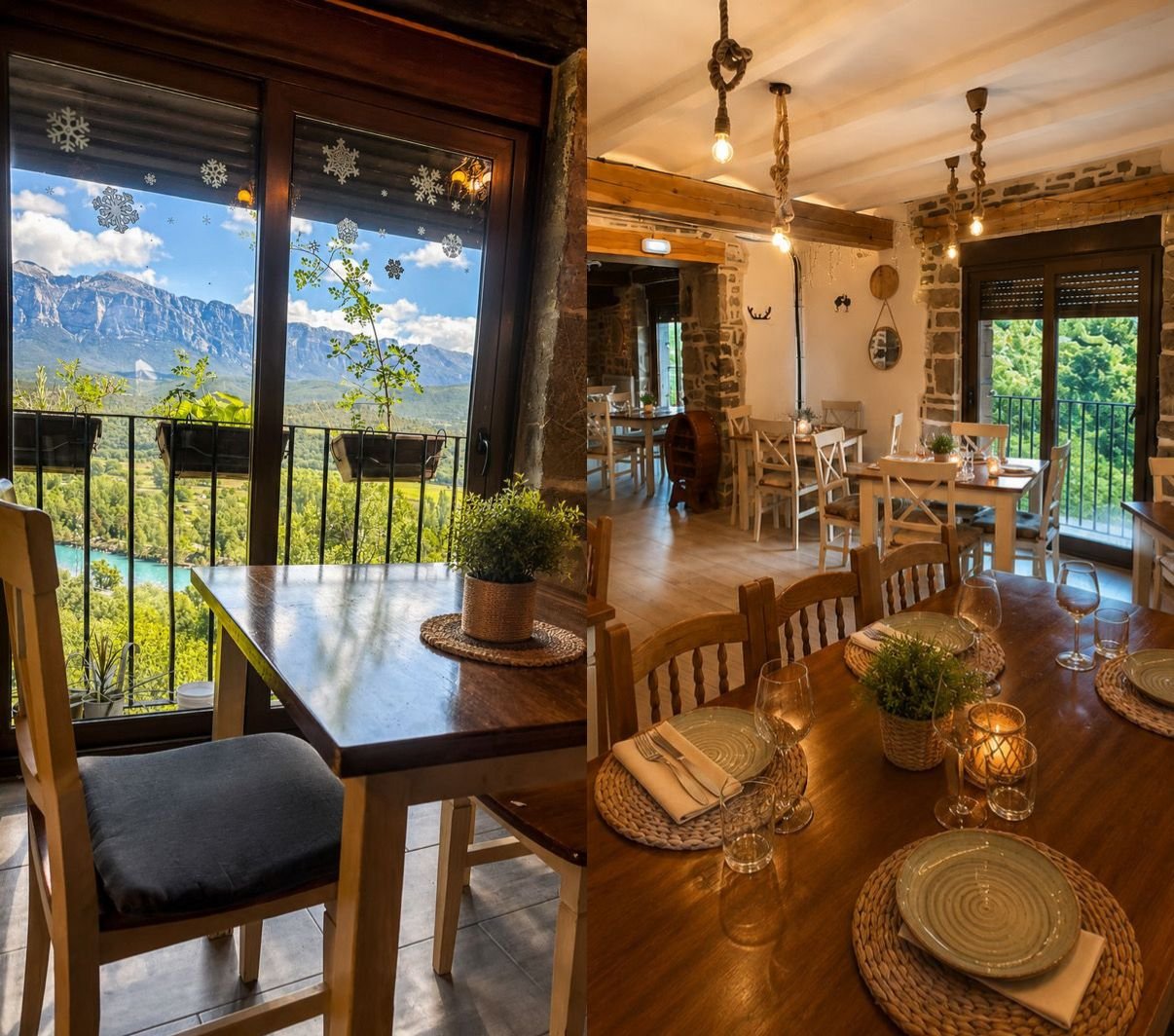 Comedor con vistas al Pirineo